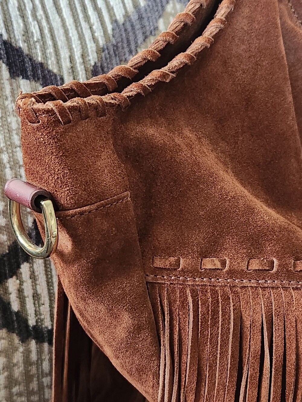 🔴SOLD🔴🐎RARE Ralph Lauren🐎 - Brown Suede Fringe Hobo Bag w/Crossbody Strap - Picture 9 of 15